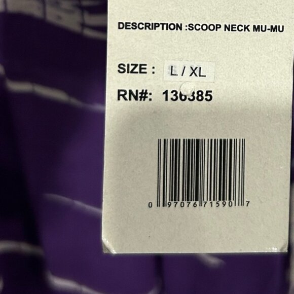 Island Beach Short Sleeve MuMu Dress Purple White Sz Large XL Tie Dye Caftan NWT - Picture 7 of 10